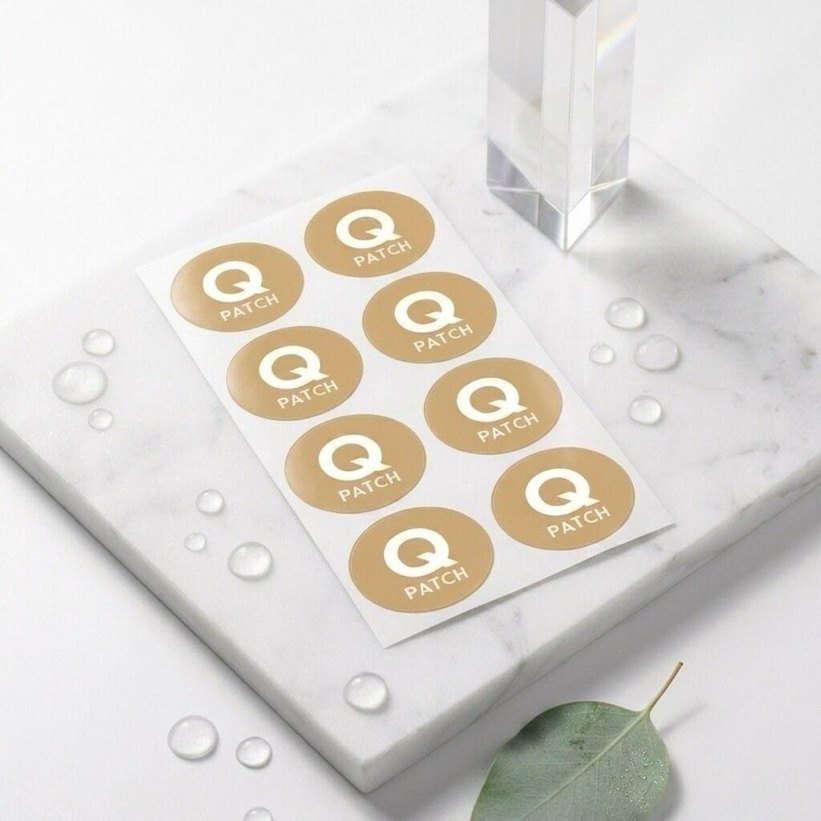 Patch sheet resting on a white marble surface